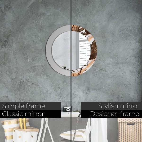 Espejo redondo impreso decorativo redondo Hojas de palma