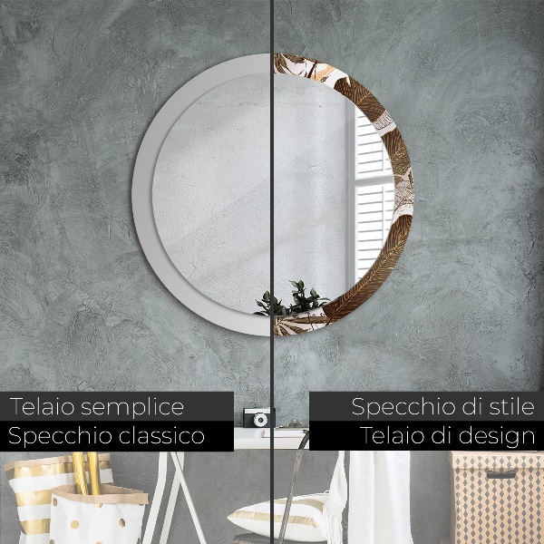 Espejo redondo impreso decorativo redondo Hojas de palma
