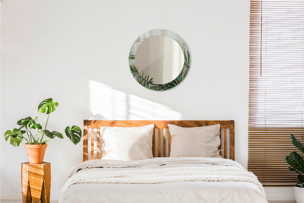 Espejo redondo con decoración Hojas de helecho