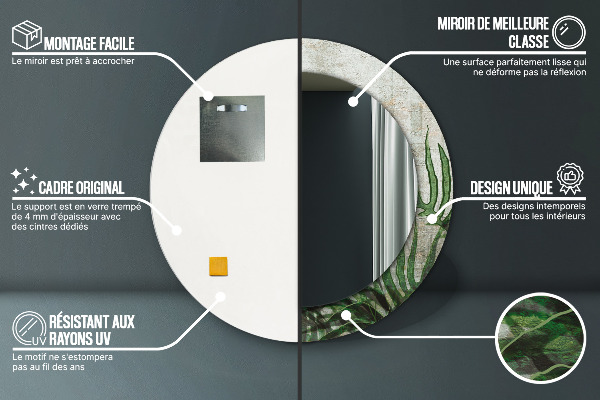 Espejo redondo con decoración Hojas de helecho