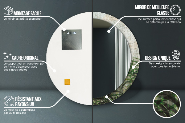 Espejo redondo con decoración Hojas de helecho