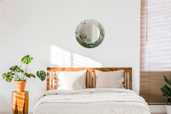 Espejo redondo con decoración Hojas de helecho