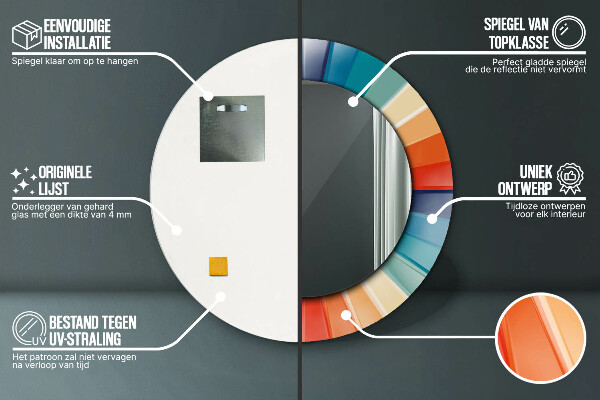 Espejo redondo marco estampado Rayas concéntricas radiales