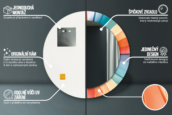 Espejo redondo marco estampado Rayas concéntricas radiales