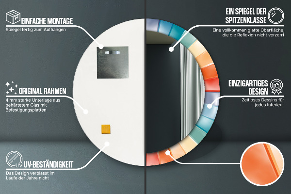 Espejo redondo marco estampado Rayas concéntricas radiales