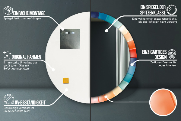 Espejo redondo marco estampado Rayas concéntricas radiales