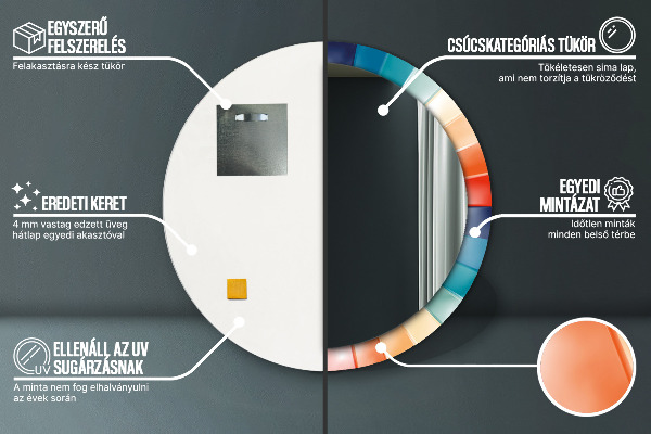 Espejo redondo marco estampado Rayas concéntricas radiales