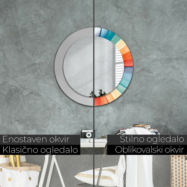 Espejo redondo marco estampado Rayas concéntricas radiales