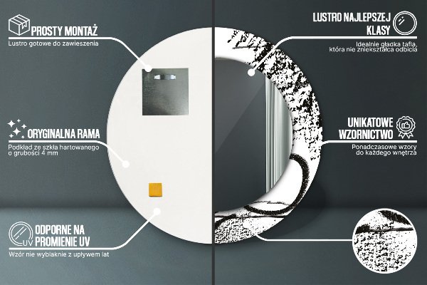 Espejo redondo marco con estampado decorativo Patrón de grafiti