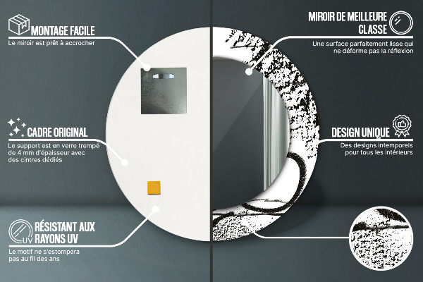 Espejo redondo marco con estampado decorativo Patrón de grafiti