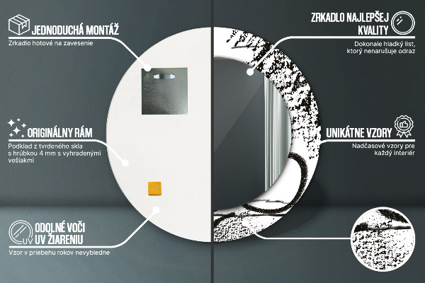 Espejo redondo marco con estampado decorativo Patrón de grafiti