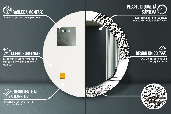 Espejo redondo marco con estampado decorativo Patrón de grafiti