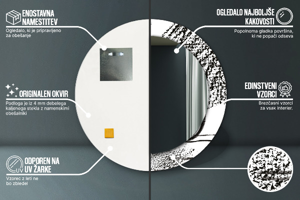 Espejo redondo marco con estampado decorativo Patrón de grafiti