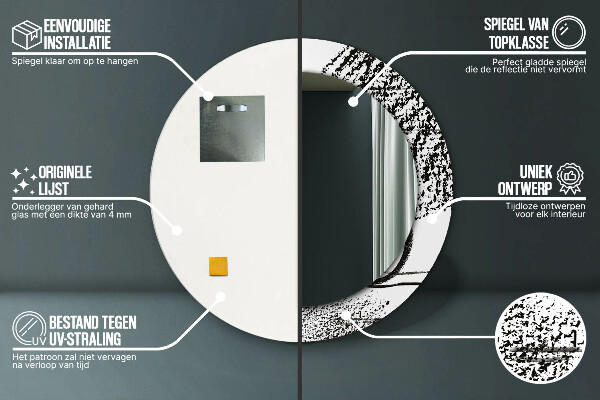 Espejo redondo marco con estampado decorativo Patrón de grafiti