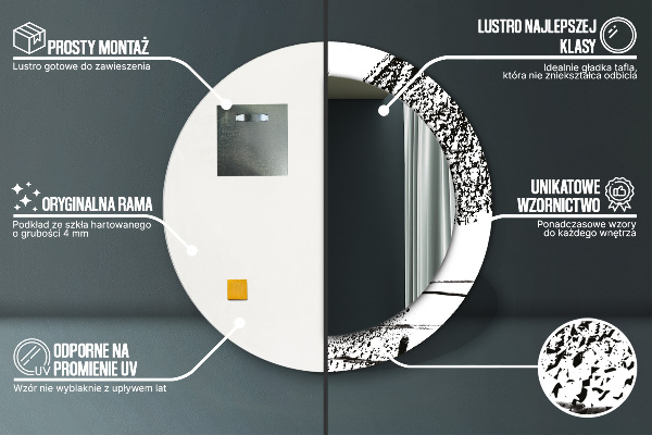 Espejo redondo marco con estampado decorativo Patrón de grafiti