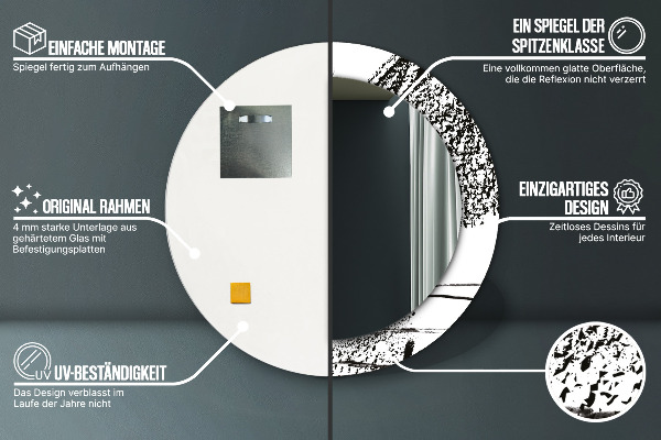 Espejo redondo marco con estampado decorativo Patrón de grafiti