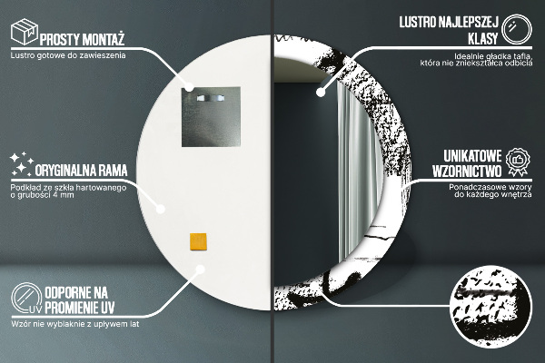 Espejo redondo marco con estampado decorativo Patrón de grafiti