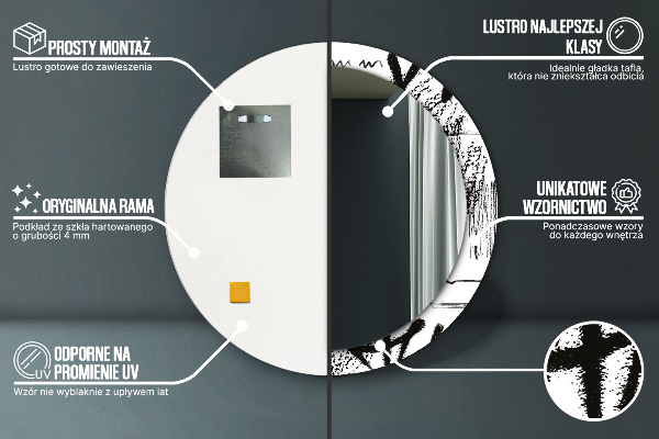 Espejo redondo marco con estampado decorativo Patrón de grafiti