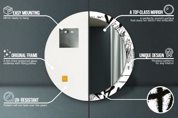 Espejo redondo marco con estampado decorativo Patrón de grafiti