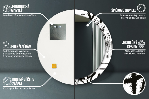 Espejo redondo marco con estampado decorativo Patrón de grafiti