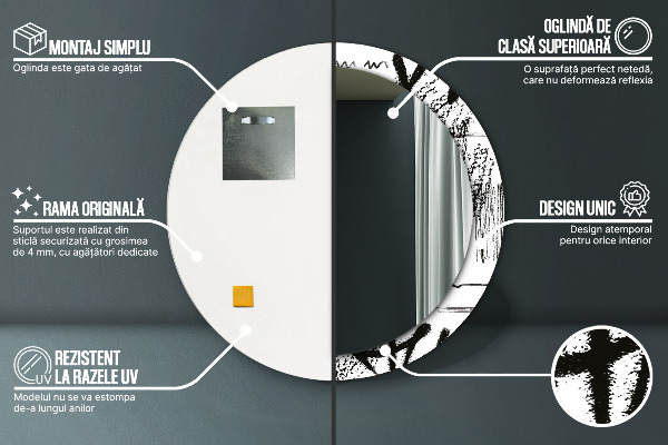 Espejo redondo marco con estampado decorativo Patrón de grafiti