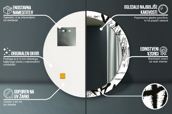 Espejo redondo marco con estampado decorativo Patrón de grafiti