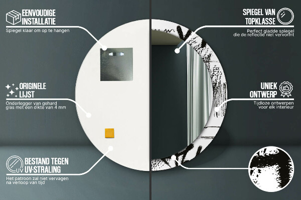 Espejo redondo marco con estampado decorativo Patrón de grafiti