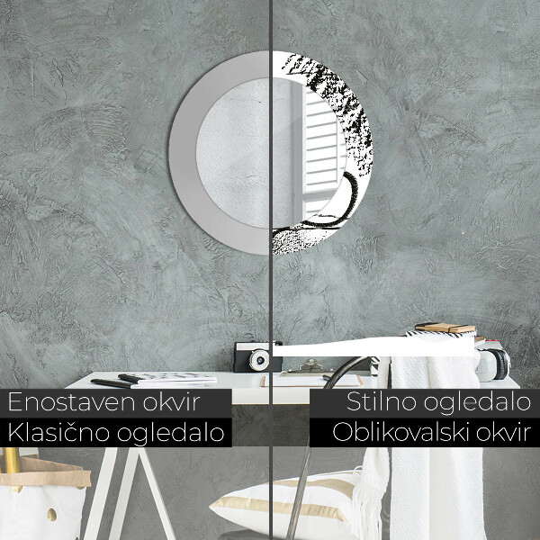 Espejo redondo marco con estampado decorativo Patrón de grafiti