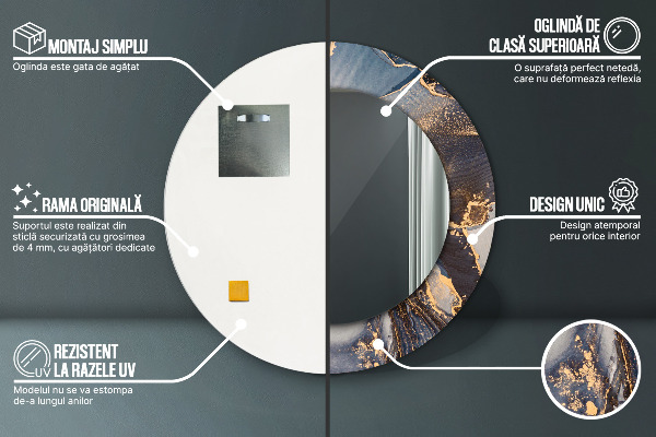 Espejo redondo marco con estampado decorativo Fluido abstracto