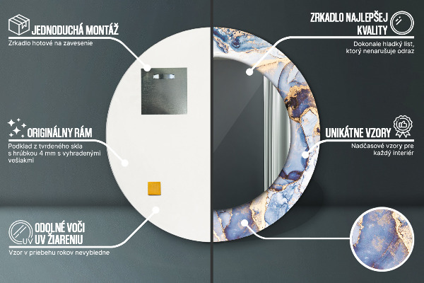 Espejo redondo marco con estampado decorativo Arte líquido abstracto