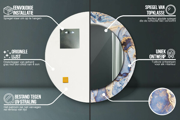 Espejo redondo marco con estampado decorativo Arte líquido abstracto