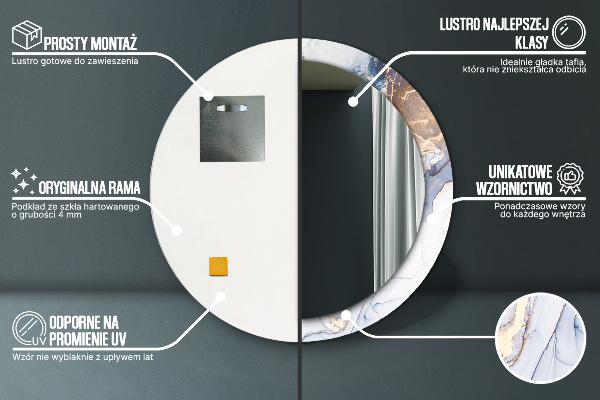 Espejo redondo marco con estampado decorativo Arte líquido abstracto