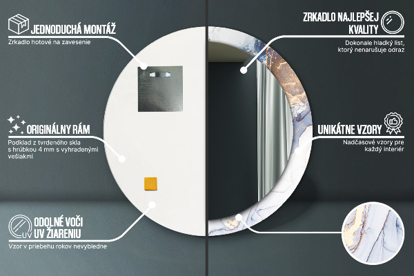 Espejo redondo marco con estampado decorativo Arte líquido abstracto