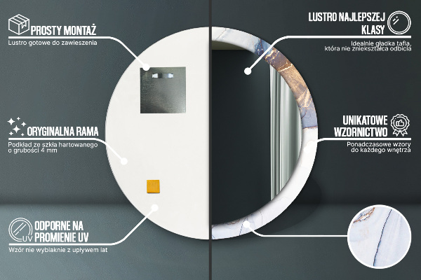 Espejo redondo marco con estampado decorativo Arte líquido abstracto