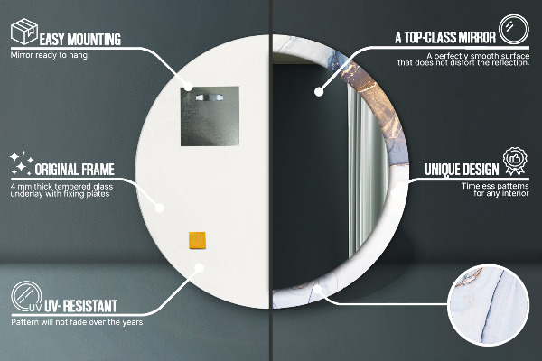 Espejo redondo marco con estampado decorativo Arte líquido abstracto