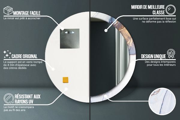 Espejo redondo marco con estampado decorativo Arte líquido abstracto