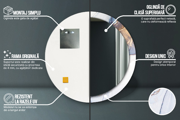 Espejo redondo marco con estampado decorativo Arte líquido abstracto