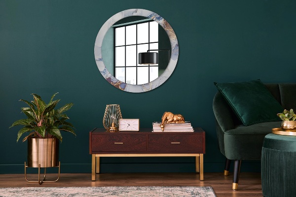 Espejo redondo marco con estampado decorativo Arte líquido abstracto