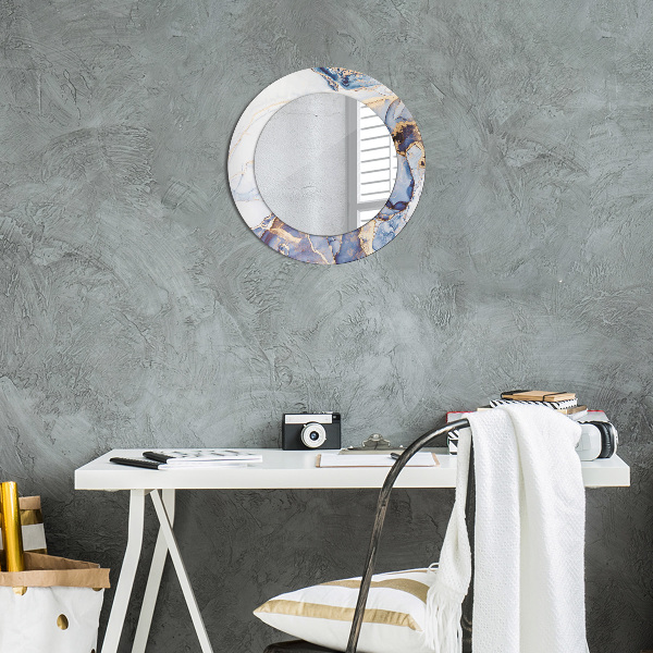 Espejo redondo marco con estampado decorativo Arte líquido abstracto
