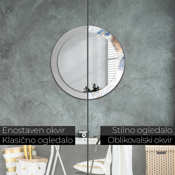 Espejo redondo marco con estampado decorativo Arte líquido abstracto