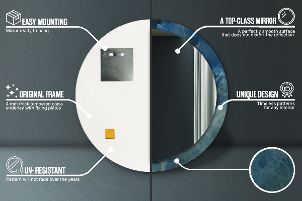 Espejo redondo con decoración Mármol de ónix