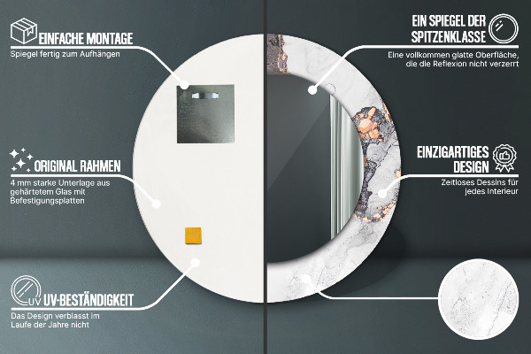 Espejo redondo con decoración Líquido abstracto