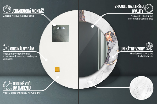 Espejo redondo con decoración Líquido abstracto