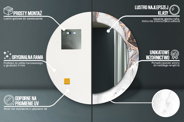 Espejo redondo con decoración Líquido abstracto