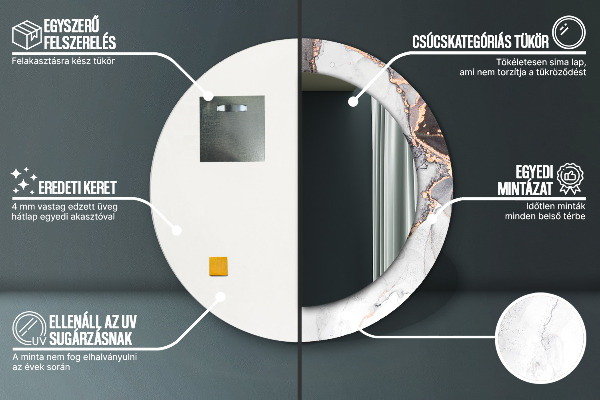 Espejo redondo con decoración Líquido abstracto