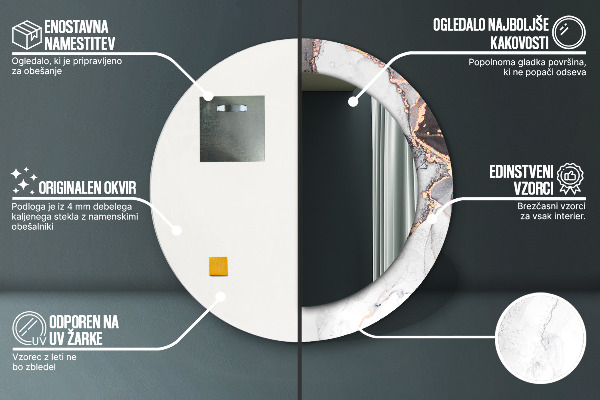 Espejo redondo con decoración Líquido abstracto