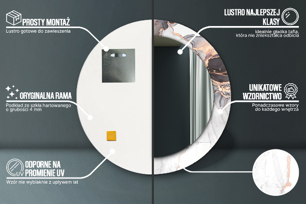 Espejo redondo con decoración Líquido abstracto