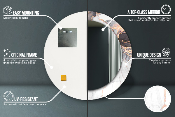 Espejo redondo con decoración Líquido abstracto