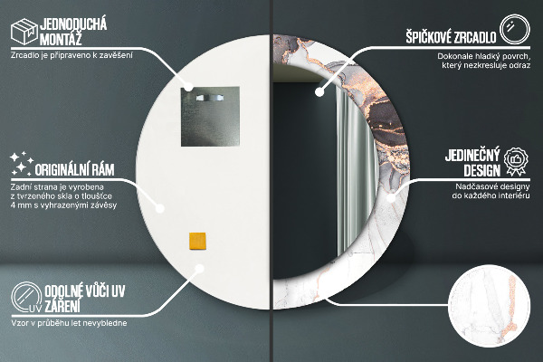 Espejo redondo con decoración Líquido abstracto