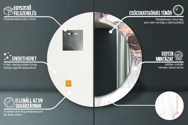 Espejo redondo con decoración Líquido abstracto